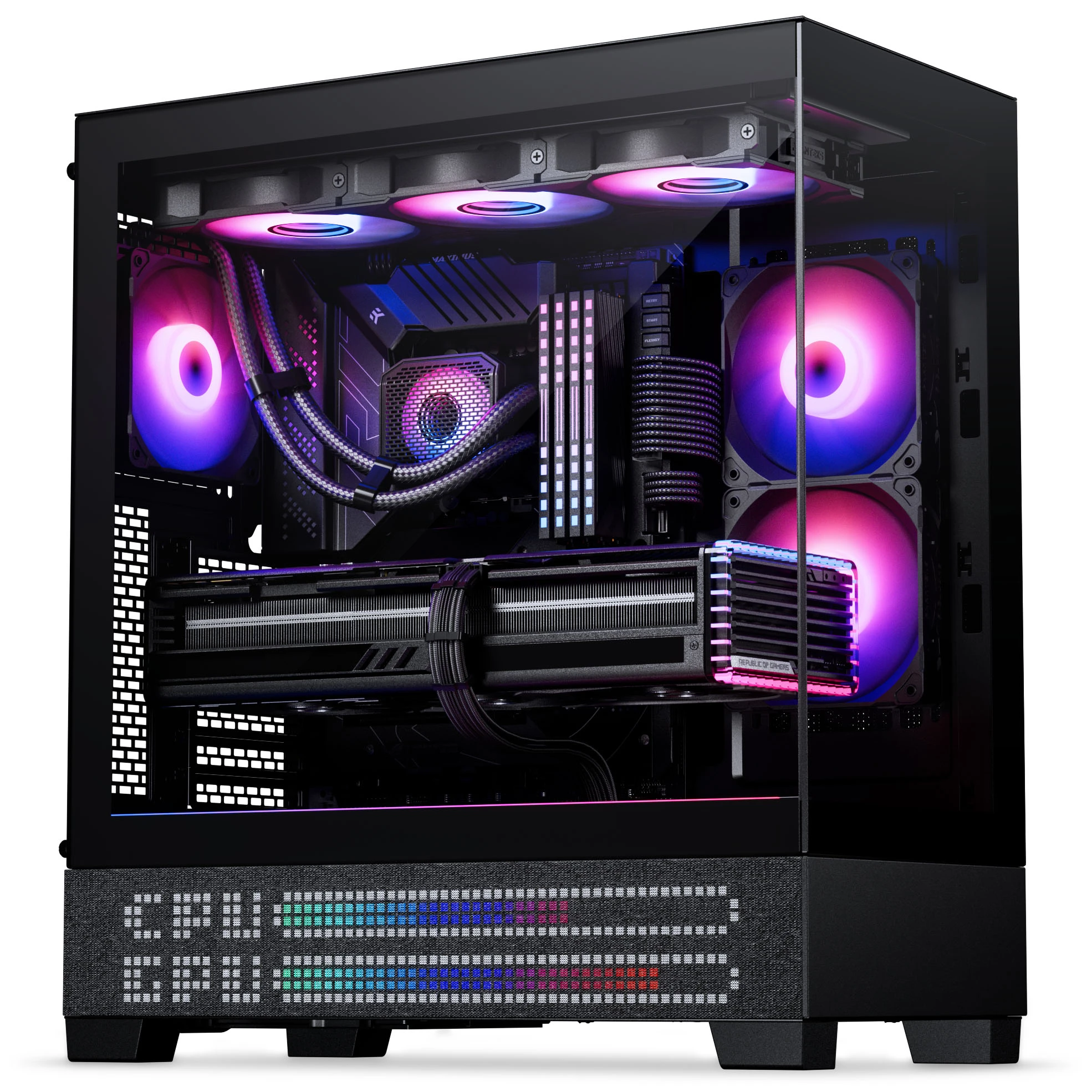 Phanteks XT View Matrix PC Case, Mid-Tower, E-ATX, Tempered Glass, Matrix LED – Juodas aprašymas - Prekės nuotrauka