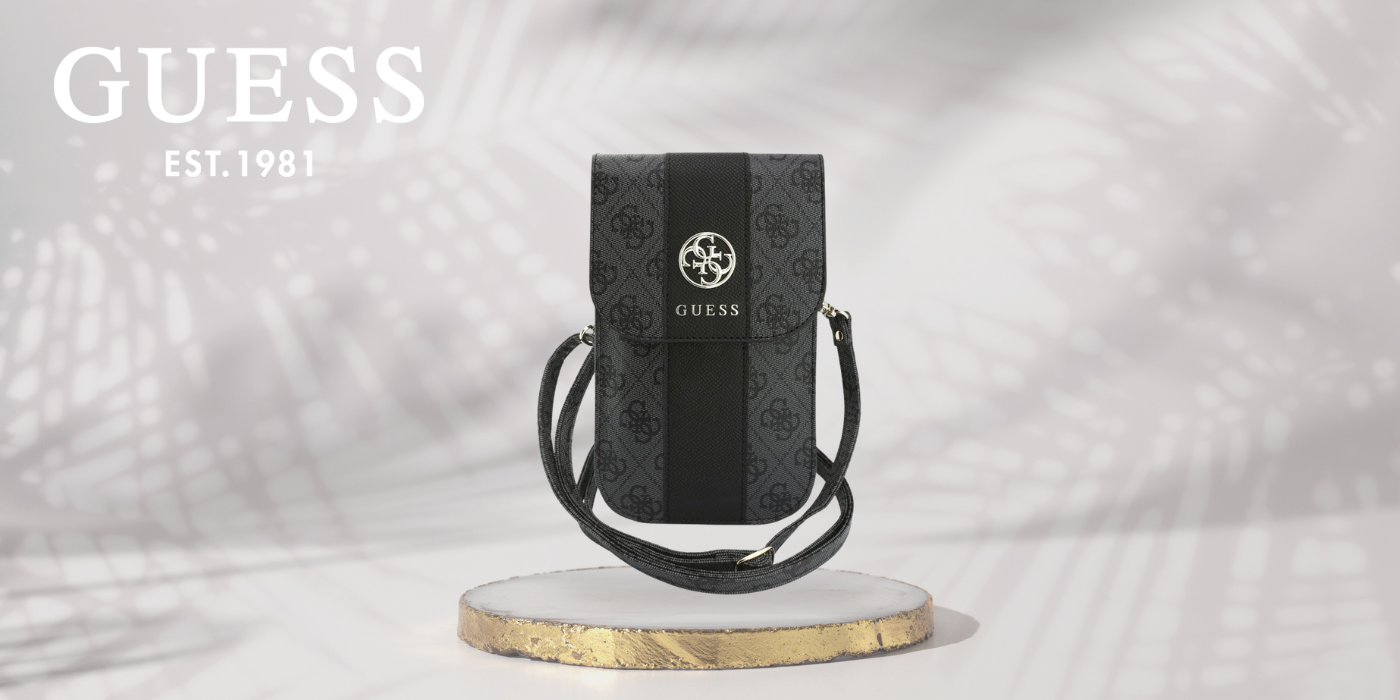Phone bag Guess 4G & Classic Logos Stripe Strap juodas aprašymas - Prekės nuotrauka