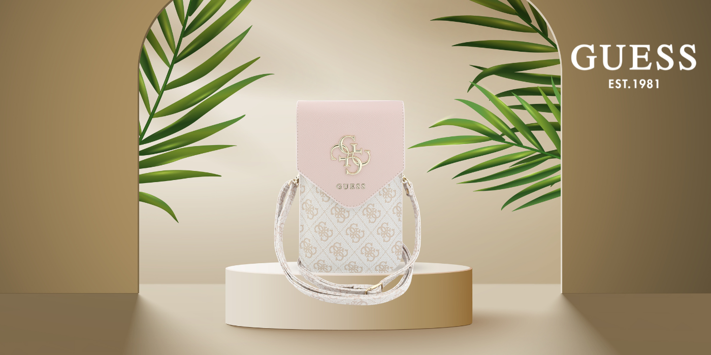 Dėklas Phone bag Guess Graines 4G & Classic Logos pink aprašymas - Prekės nuotrauka