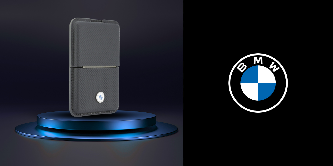 Dėklas Piniginė BMW Carbon Metal Logos MagSafe antracito spalvos aprašymas - Prekės nuotrauka