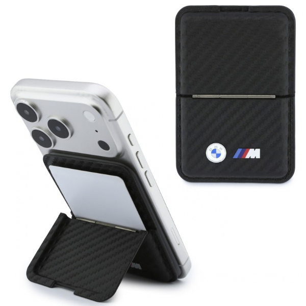 Dėklas Piniginė BMW M Carbon Metal Logos MagSafe juoda aprašymas - Prekės nuotrauka
