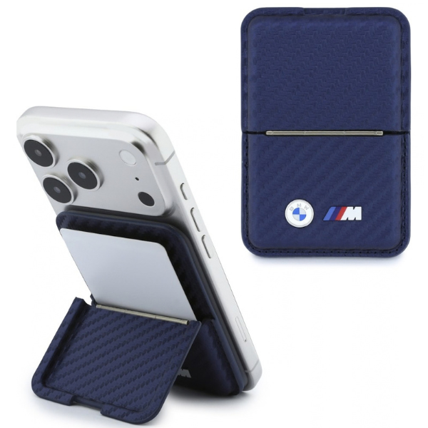 Dėklas Piniginė BMW M Carbon Metal Logos MagSafe tamsiai mėlyna aprašymas - Prekės nuotrauka