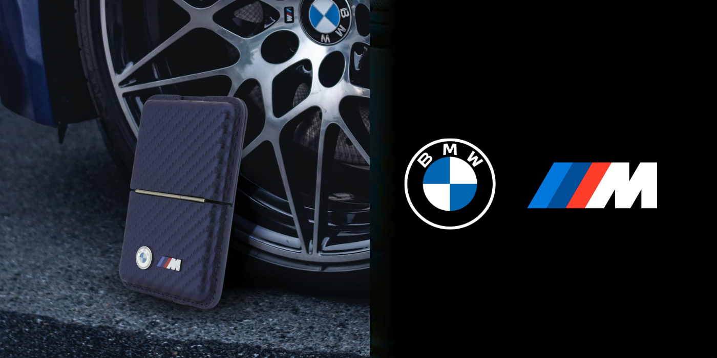 Dėklas Piniginė BMW M Carbon Metal Logos MagSafe tamsiai mėlyna aprašymas - Prekės nuotrauka