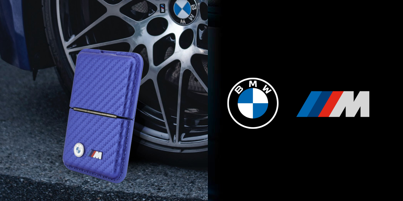 Dėklas Piniginė BMW M Carbon Metal Logos MagSafe mėlyna aprašymas - Prekės nuotrauka