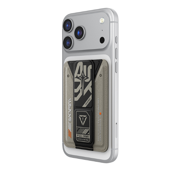 Dėklas Piniginė Skinarma Kado Aegis Magnetic Cardholder Grip Stand pilkos spalvos aprašymas - Prekės nuotrauka