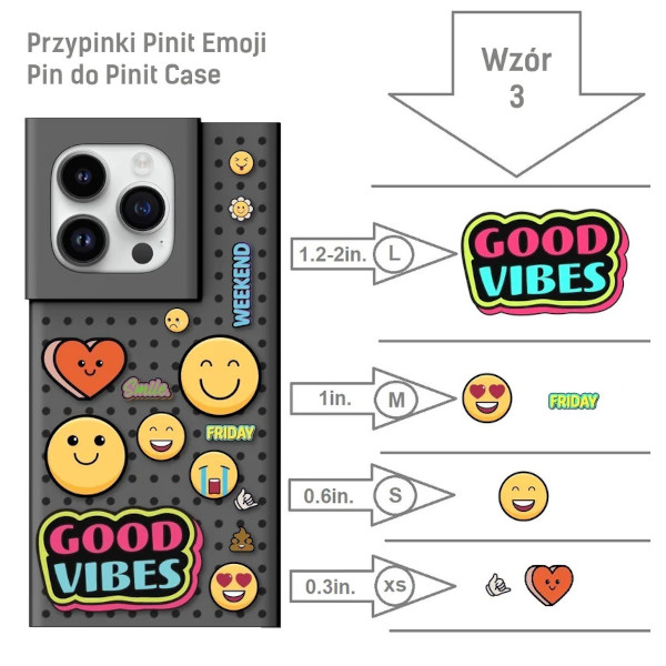 Pinit Emoji segtukas, spalvotas, Pinit dėklas, 3 raštas aprašymas - Prekės nuotrauka