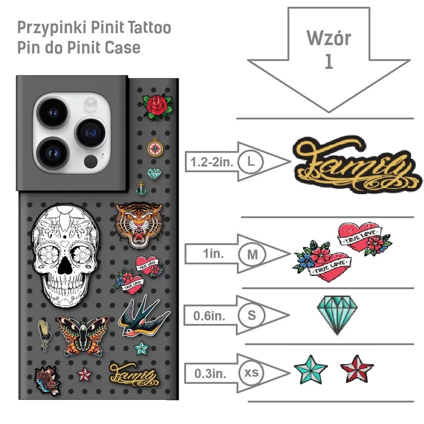 Pinit Tattoo Pin spalvotas Pinit dėklas, 1 raštas aprašymas - Prekės nuotrauka