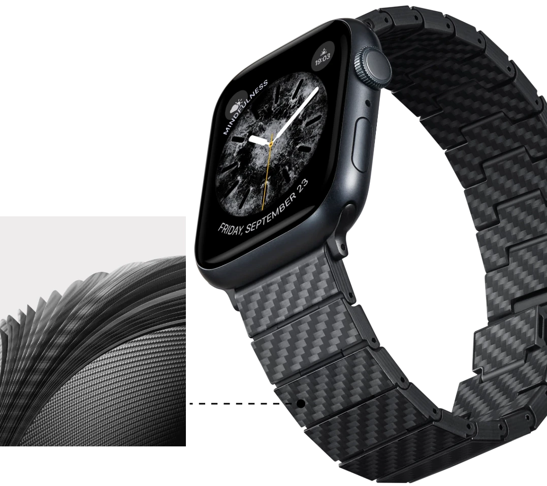 Pitaka Carbon Fiber Apple Watch Band 42/44/45/49mm aprašymas - Prekės nuotrauka