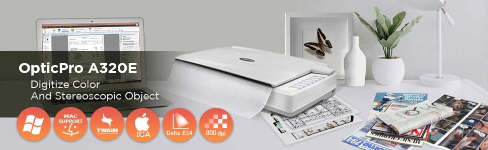 Plustek A320E plokščias skeneris 800 x 800 DPI A3 Baltas aprašymas - Prekės nuotrauka