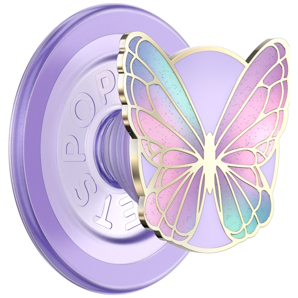 PopSockets Enamel Butterfly Prism MagSafe phone grip and stand lavender aprašymas - Prekės nuotrauka