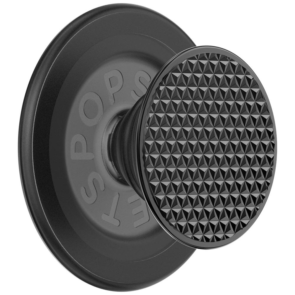 PopSockets Round Aluminum Triangle Knurl Grip MagSafe phone grip and stand juodas aprašymas - Prekės nuotrauka