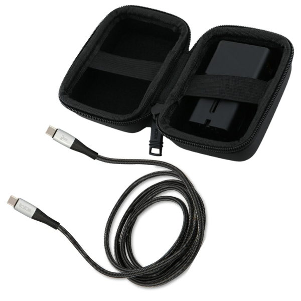 Power Charger TUMI Kelioninis įkroviklis 25W USB-C / USB-A + Cable USB-C/USB-C juodos spalvos aprašymas - Prekės nuotrauka