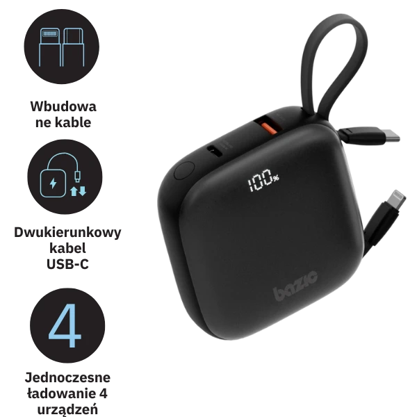 Energea PowerBank 4in1 Bazic Fusion 10000mAh PD20W USB-C/Lightning juodos spalvos aprašymas - Prekės nuotrauka Energea PowerBank 4in1 Bazic Fusion 10000mAh PD20W USB-C/Lightning juodos spalvos aprašymas - Prekės nuotrauka