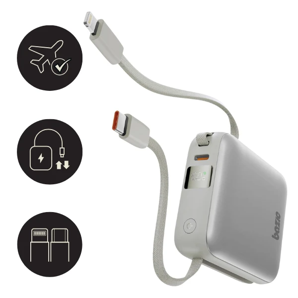 Energea PowerBank 4in1 Bazic Fusion Mini 20000mAh kabelis USB-C/Lightning pilkos spalvos aprašymas - Prekės nuotrauka Energea PowerBank 4in1 Bazic Fusion Mini 20000mAh kabelis USB-C/Lightning pilkos spalvos aprašymas - Prekės nuotrauka