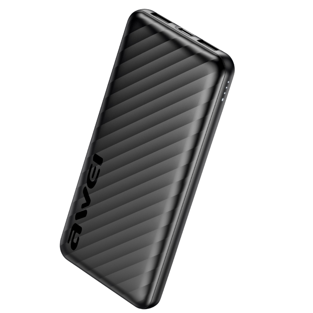 PowerBank AWEI P5K Pro 10000mAh 2xUSB juodos spalvos aprašymas - Prekės nuotrauka
