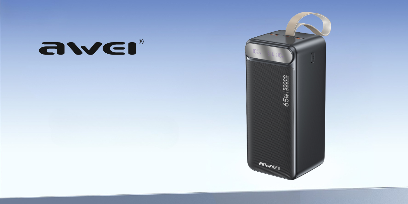 Powerbank Awei PA-81 50000mAh 65W PD 2xUSB-A/USB-C juodos spalvos aprašymas - Prekės nuotrauka