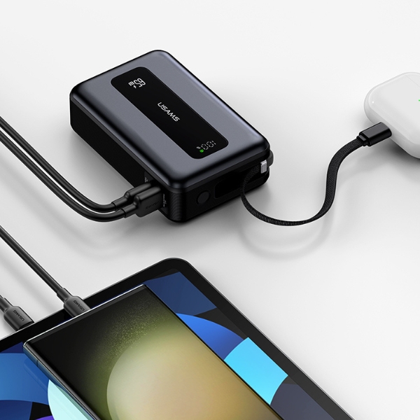 Nešiojamoji baterija USAMS XH serija CD243 20000mAh 65W, tamsinti aprašymas - Prekės nuotrauka Nešiojamoji baterija USAMS XH serija CD243 20000mAh 65W, tamsinti aprašymas - Prekės nuotrauka