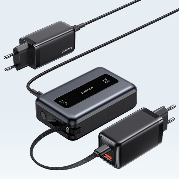 Nešiojamoji baterija USAMS XH serija CD243 20000mAh 65W, tamsinti aprašymas - Prekės nuotrauka Nešiojamoji baterija USAMS XH serija CD243 20000mAh 65W, tamsinti aprašymas - Prekės nuotrauka