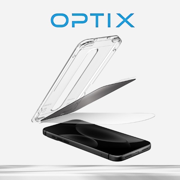 Privatumą saugantis stiklas UNIQ Optix SwiftFit Privacy DX2, skirtas iPhone 18 Pro su aplikatoriumi aprašymas - Prekės nuotrauka