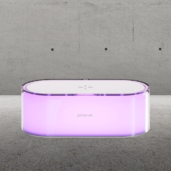 Proove Bedside lamp Multicolor Glow LED RGB 1200mAh 5W with induction charge 15W baltos spalvos aprašymas - Prekės nuotrauka