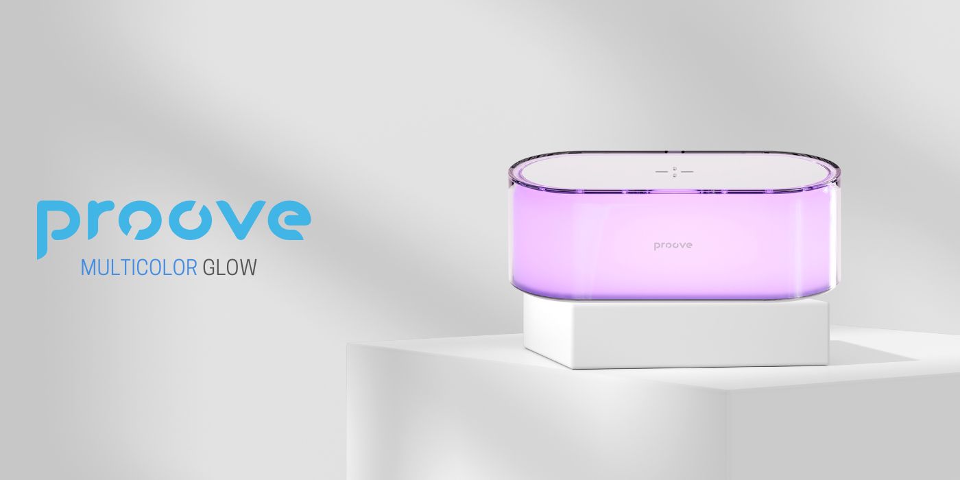 Proove Bedside lamp Multicolor Glow LED RGB 1200mAh 5W with induction charge 15W baltos spalvos aprašymas - Prekės nuotrauka