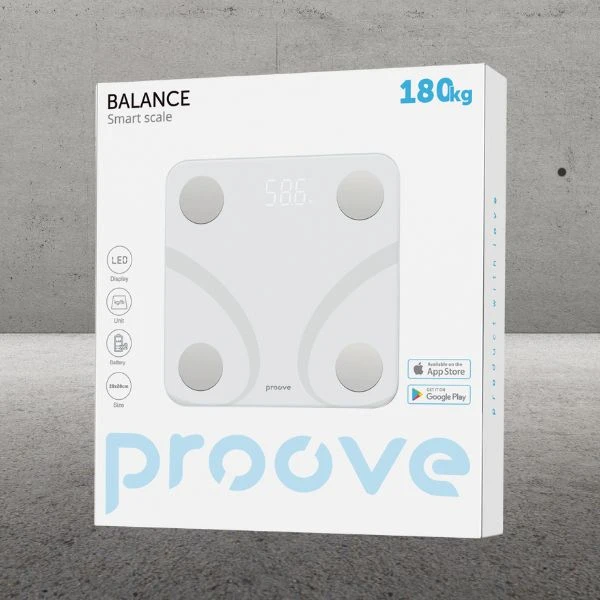 Proove išmaniosios svarstyklės Balance Bluetooth baltos spalvos aprašymas - Prekės nuotrauka Proove išmaniosios svarstyklės Balance Bluetooth baltos spalvos aprašymas - Prekės nuotrauka
