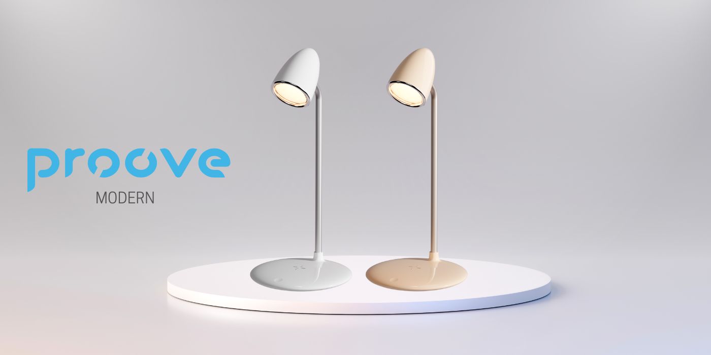 Proove Modern LED stalinė lempa 10W su 15W belaidžiu įkrovikliu, baltos spalvos aprašymas - Prekės nuotrauka
