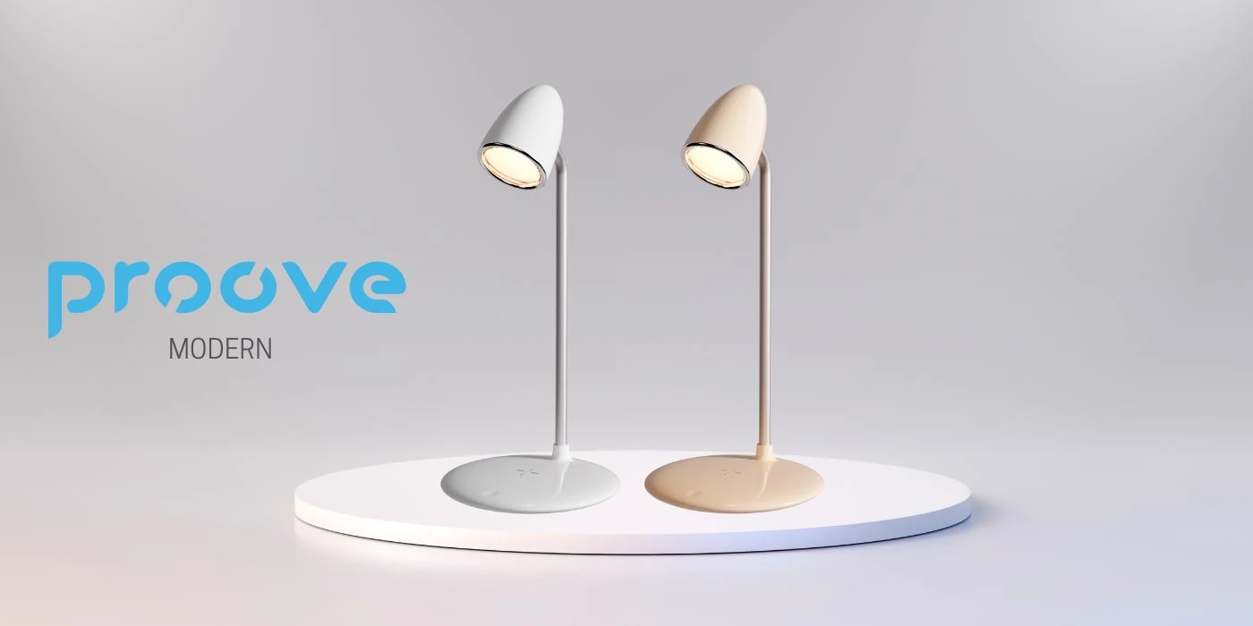 Proove Modernus LED stalinis šviestuvas 10W su 15W belaidžiu įkrovikliu gelsvas aprašymas - Prekės nuotrauka