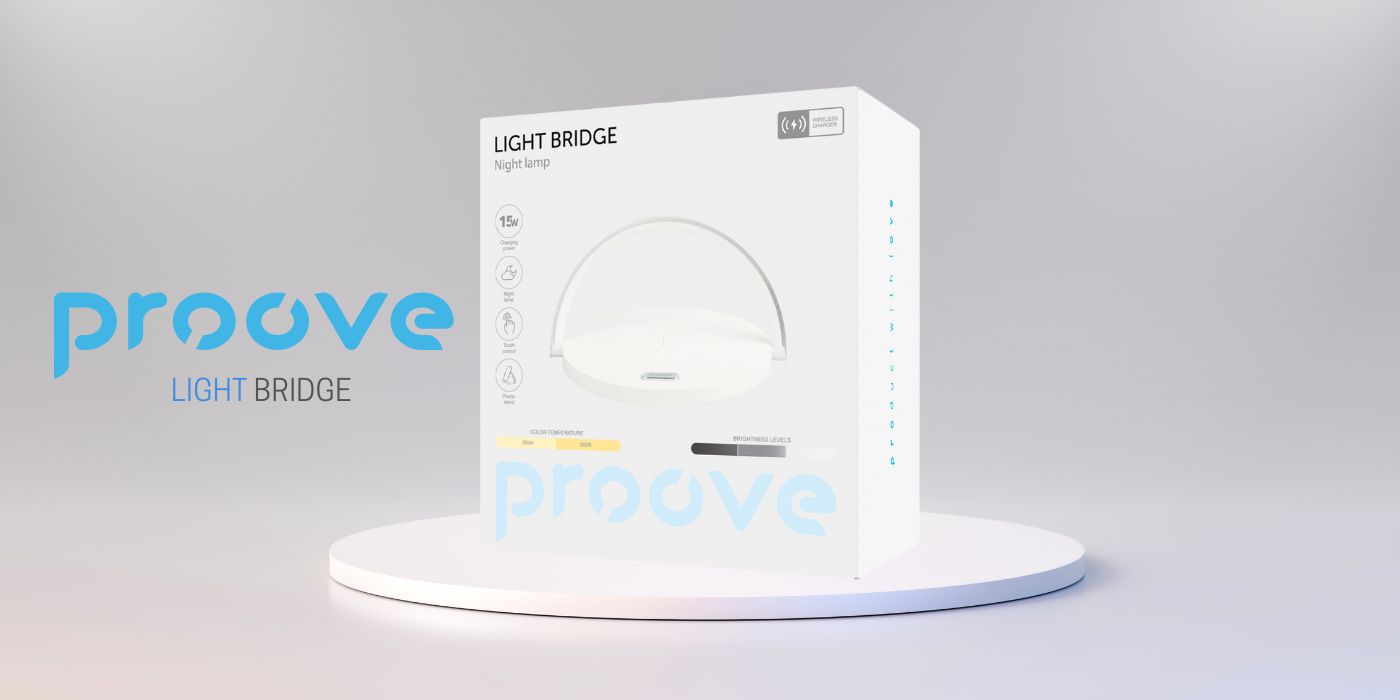 Proove naktinė lempa Light Bridge LED 3W su 15W indukciniu įkrovimu, baltos spalvos aprašymas - Prekės nuotrauka