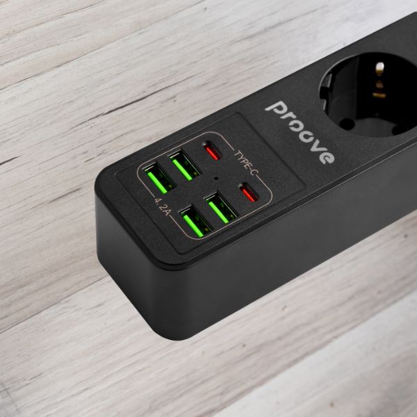 Proove maitinimo ilgintuvas 2m 3000W maitinimo lizdas P-03 (3xAC + 4xUSB + 2xType-C) juodos spalvos aprašymas - Prekės nuotrauka Proove maitinimo ilgintuvas 2m 3000W maitinimo lizdas P-03 (3xAC + 4xUSB + 2xType-C) juodos spalvos aprašymas - Prekės nuotrauka