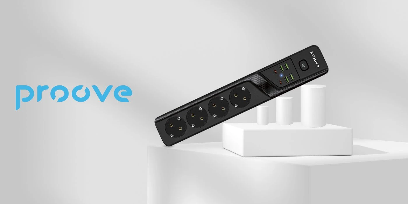 Proove Power Strip 2m 3000W maitinimo lizdas P-04 (4xAC + 4xUSB + 2xType-C) juodos spalvos aprašymas - Prekės nuotrauka Proove Power Strip 2m 3000W maitinimo lizdas P-04 (4xAC + 4xUSB + 2xType-C) juodos spalvos aprašymas - Prekės nuotrauka