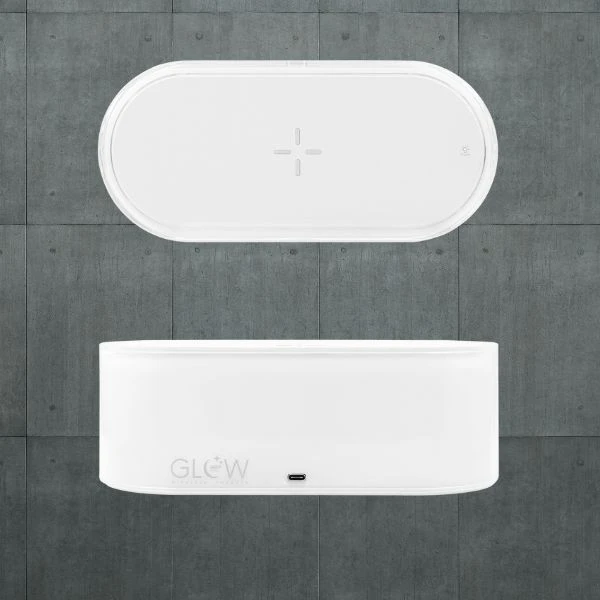 Proove šviestuvas prie lovos Glow LED RGB 1200mAh 5W su belaidžiu įkrovimu 15W baltos spalvos aprašymas - Prekės nuotrauka Proove šviestuvas prie lovos Glow LED RGB 1200mAh 5W su belaidžiu įkrovimu 15W baltos spalvos aprašymas - Prekės nuotrauka