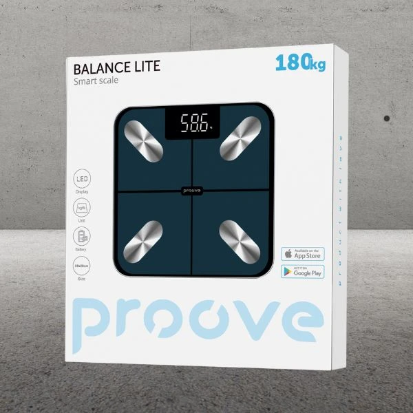 Proove Svarstyklės išmaniosios svarstyklės Balance Lite Bluetooth mėlynos spalvos aprašymas - Prekės nuotrauka Proove Svarstyklės išmaniosios svarstyklės Balance Lite Bluetooth mėlynos spalvos aprašymas - Prekės nuotrauka