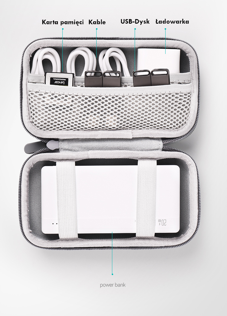 Dėklas Protective case USAMS US-ZB263 for power bank pilkas aprašymas - Prekės nuotrauka