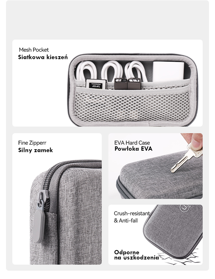 Dėklas Protective case USAMS US-ZB263 for power bank pilkas aprašymas - Prekės nuotrauka