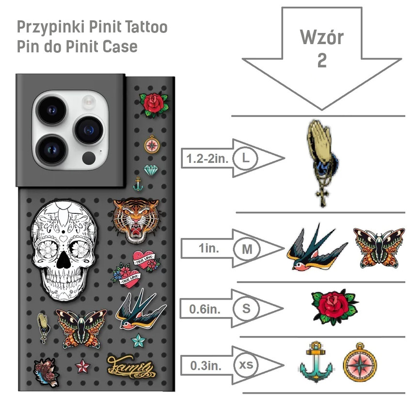 Przyrožinės spalvosi Pinit Tattoo Pin do Pinit DėklasWzór 2 aprašymas - Prekės nuotrauka Przyrožinės spalvosi Pinit Tattoo Pin do Pinit DėklasWzór 2 aprašymas - Prekės nuotrauka