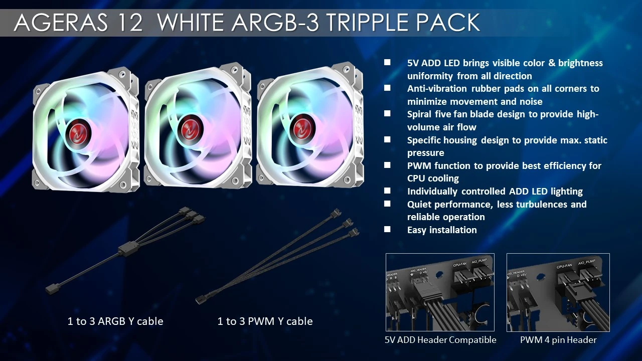 Raijintek AGERAS 12 ARGB-1, case fan juodas aprašymas - Prekės nuotrauka