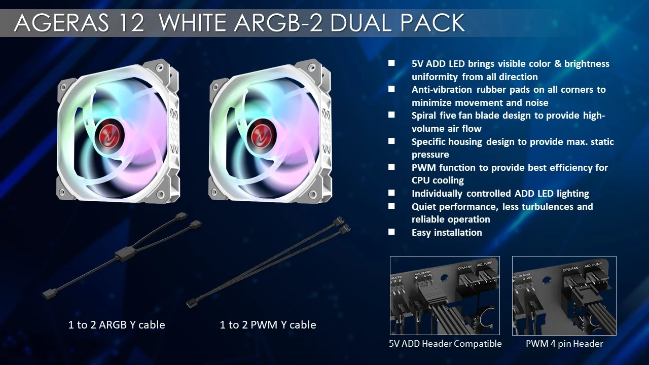 Raijintek AGERAS 12 ARGB-1, case fan juodas aprašymas - Prekės nuotrauka