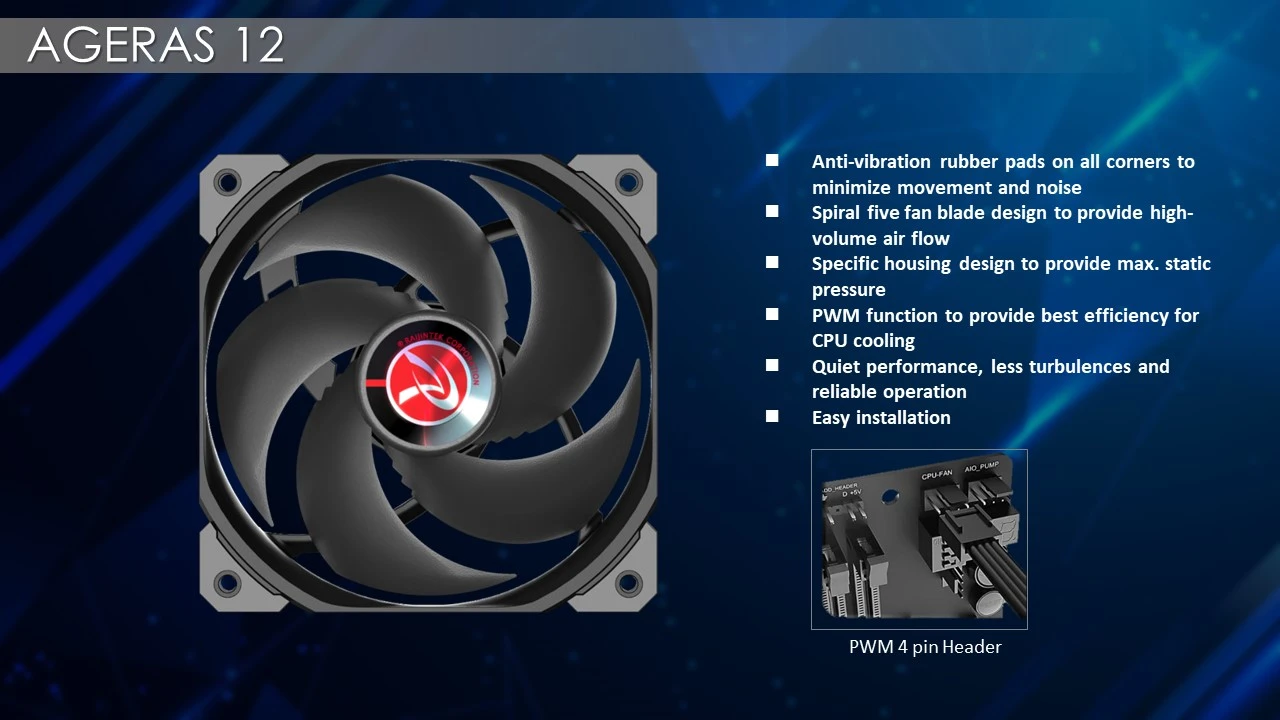 Raijintek AGERAS 12 ARGB-1, case fan juodas aprašymas - Prekės nuotrauka