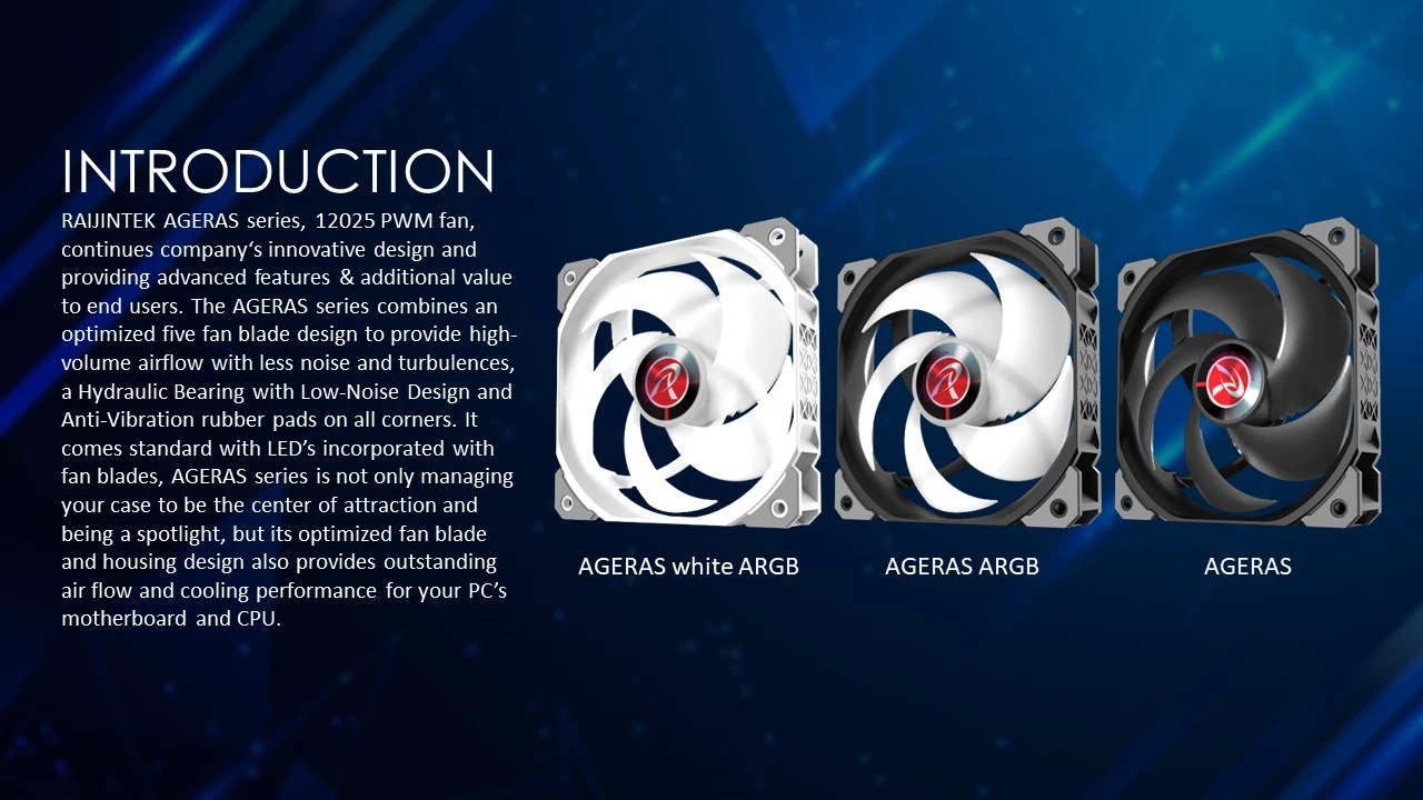 Raijintek AGERAS 12 ARGB-1, case fan juodas aprašymas - Prekės nuotrauka