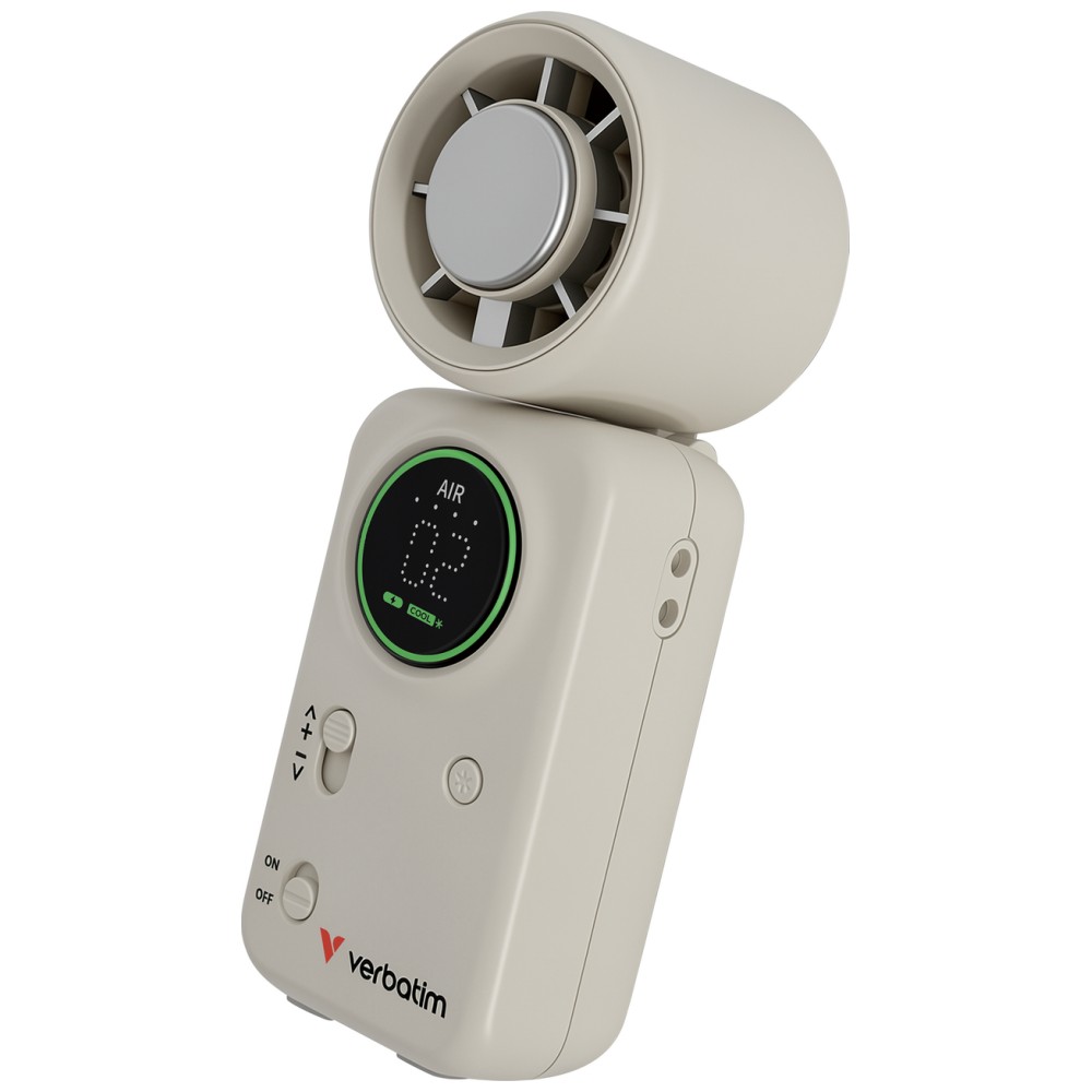 Rankinis ventiliatorius Verbatim Cool `n` Go Ice Touch Mini baltos spalvos sidabro spalvos 32346 aprašymas - Prekės nuotrauka Rankinis ventiliatorius Verbatim Cool `n` Go Ice Touch Mini baltos spalvos sidabro spalvos 32346 aprašymas - Prekės nuotrauka
