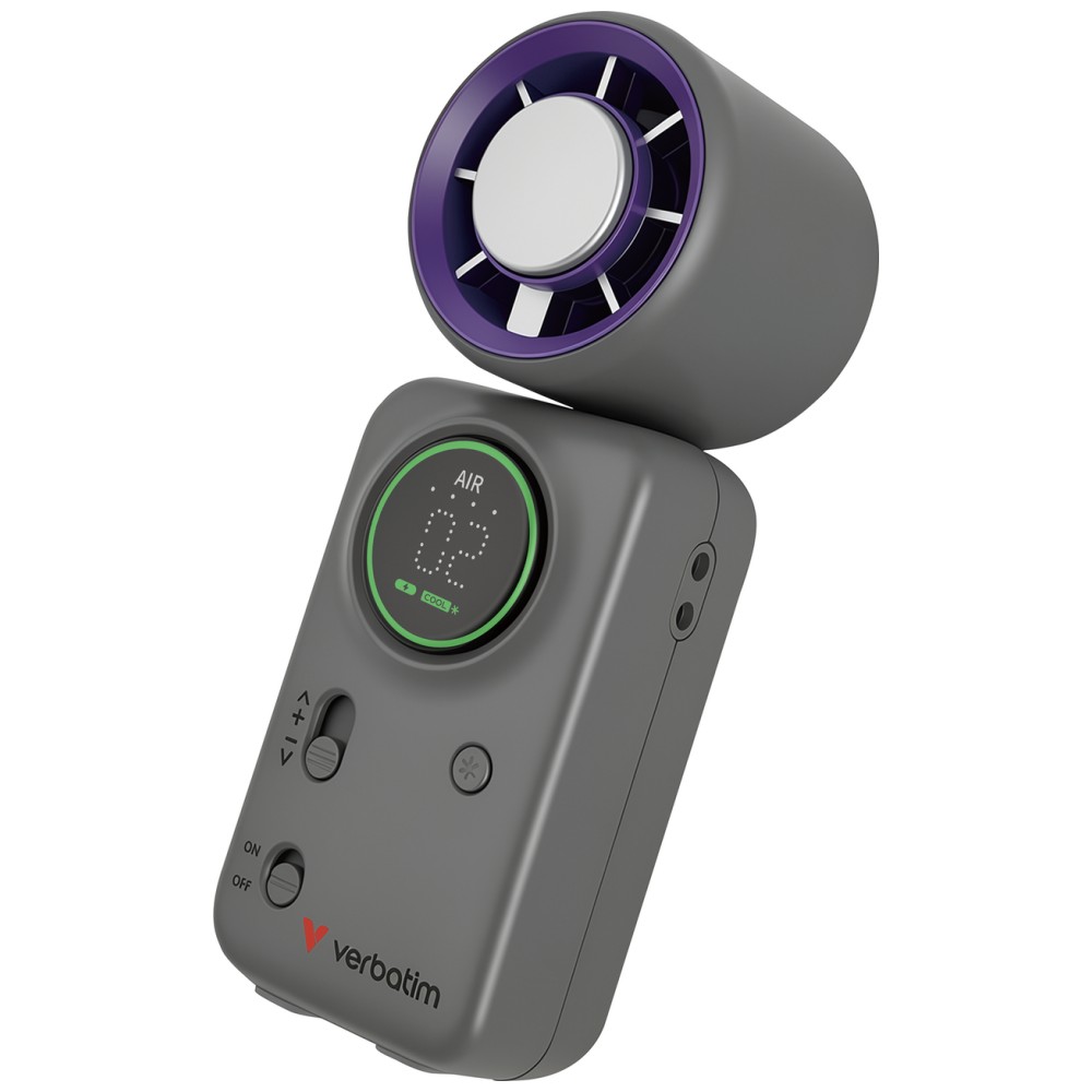 Rankinis ventiliatorius Verbatim Cool `n` Go Ice Touch Mini violetinės spalvos pilkos spalvos 32347 aprašymas - Prekės nuotrauka Rankinis ventiliatorius Verbatim Cool `n` Go Ice Touch Mini violetinės spalvos pilkos spalvos 32347 aprašymas - Prekės nuotrauka