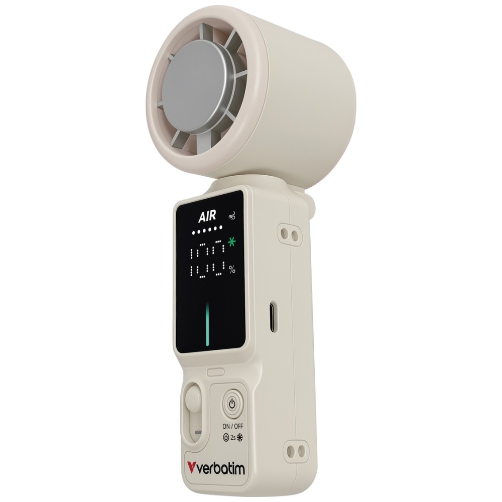 Rankinis ventiliatorius Verbatim Cool `n` Go Ice Touch Pro baltos spalvos sidabro spalvos aprašymas - Prekės nuotrauka Rankinis ventiliatorius Verbatim Cool `n` Go Ice Touch Pro baltos spalvos sidabro spalvos aprašymas - Prekės nuotrauka
