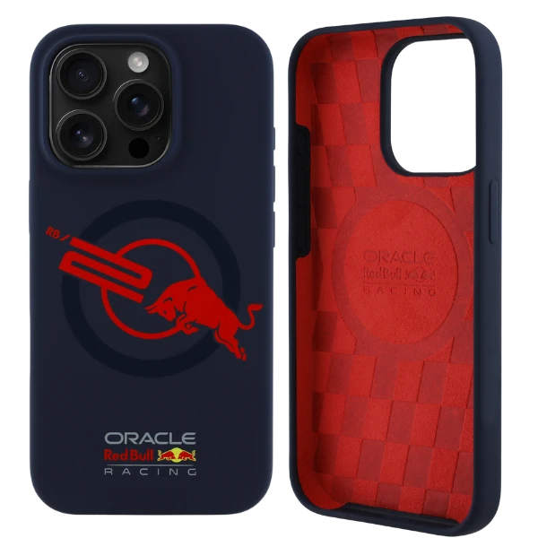Red Bull Raudona Bull Raudona Bull HC Silicone ORBR20 Logo Raudona Lining Apple iPhone 15 Pro MagSafe dėklas telefonui mėlynos spalvos aprašymas - Prekės nuotrauka