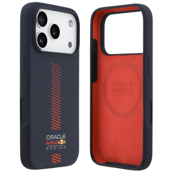 Red Bull Raudona Bull Raudona Bull silikoninis „Powerbar“ MagSafe dėklas iPhone 17 Pro, tamsiai mėlynos spalvos aprašymas - Prekės nuotrauka