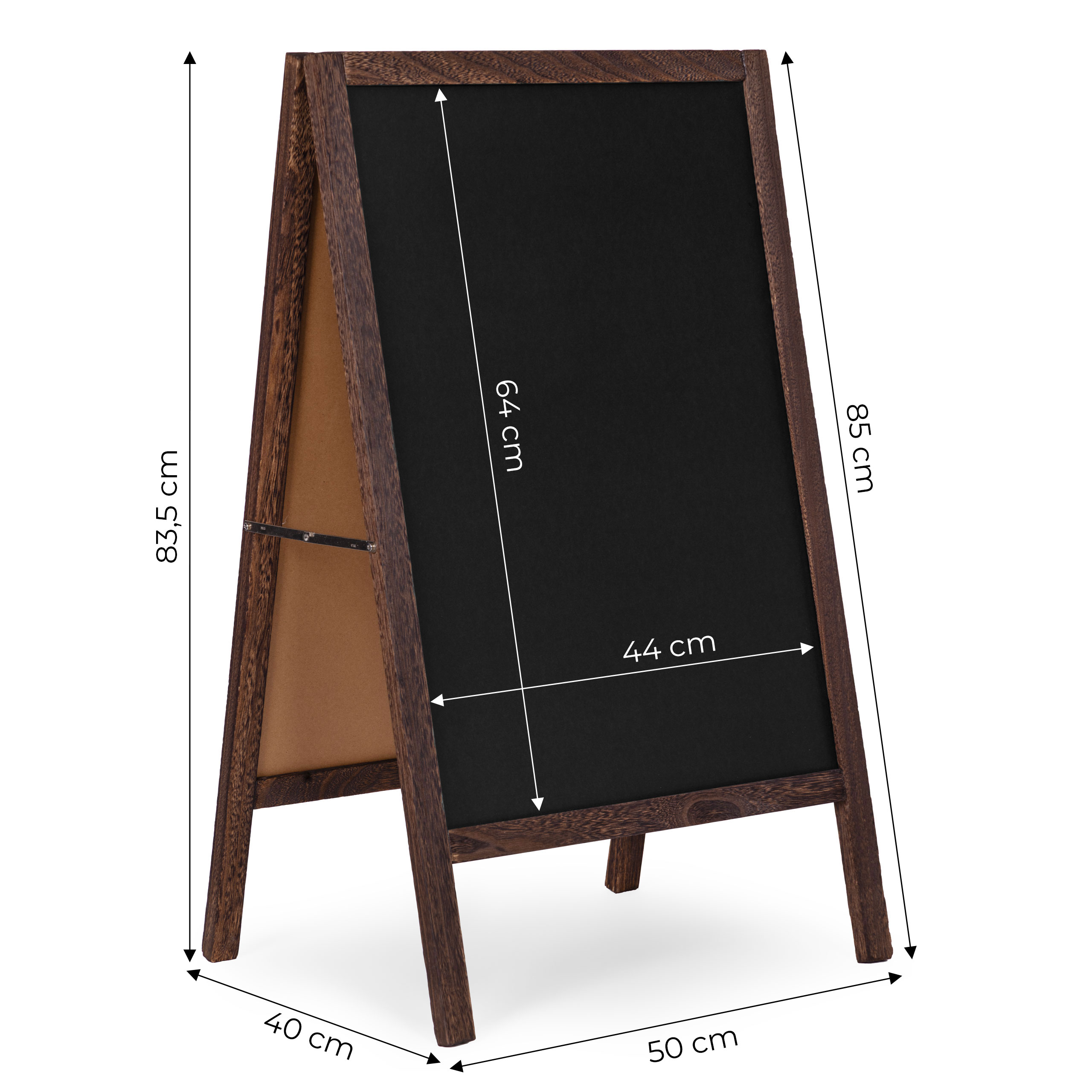 Reklaminis A formos stovas 83×50 cm, dvipusė kreidinė lenta, ModernHome aprašymas - Prekės nuotrauka