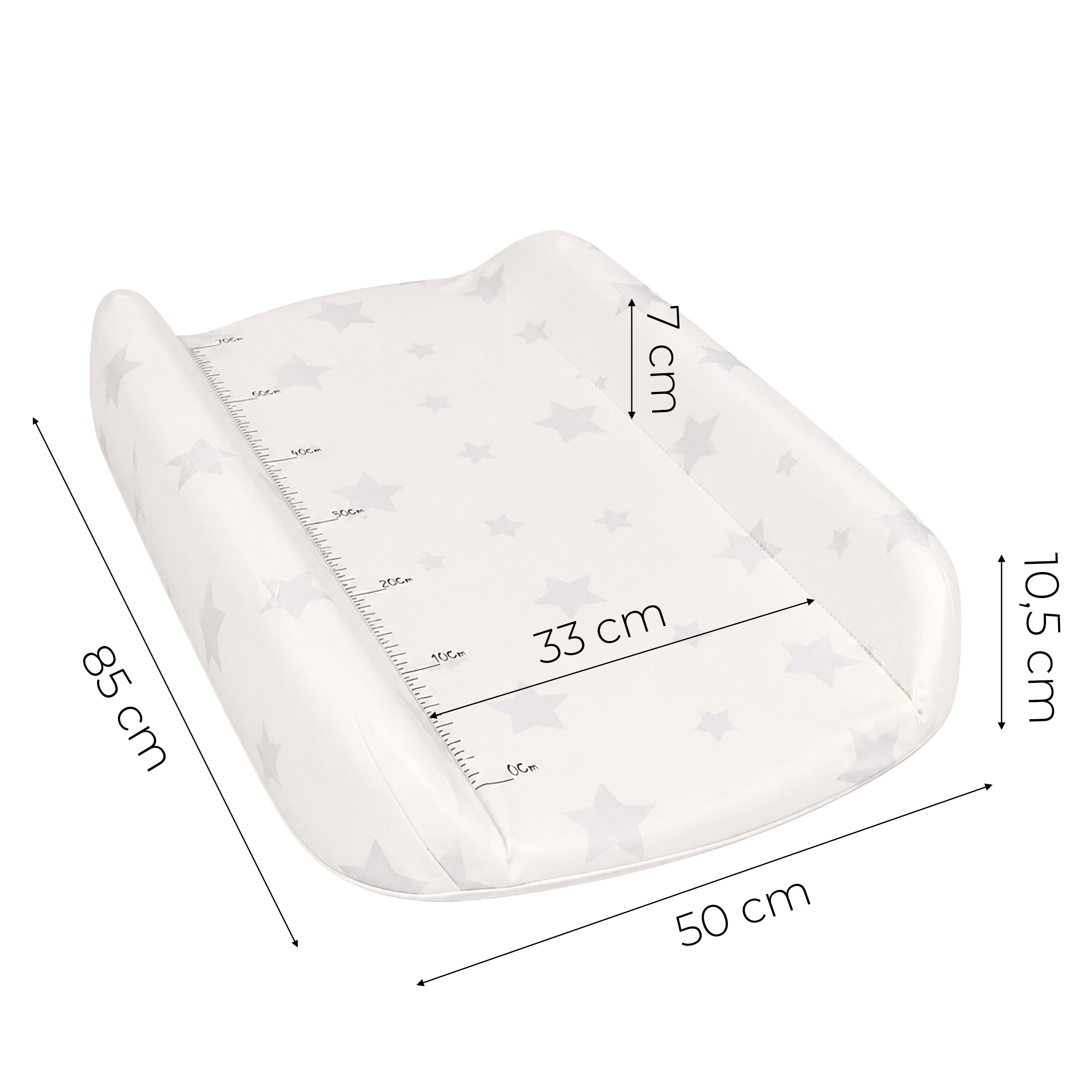 Rigid contoured changing mat topper 85×50 cm for crib and dresser stars ECOTOYS aprašymas - Prekės nuotrauka