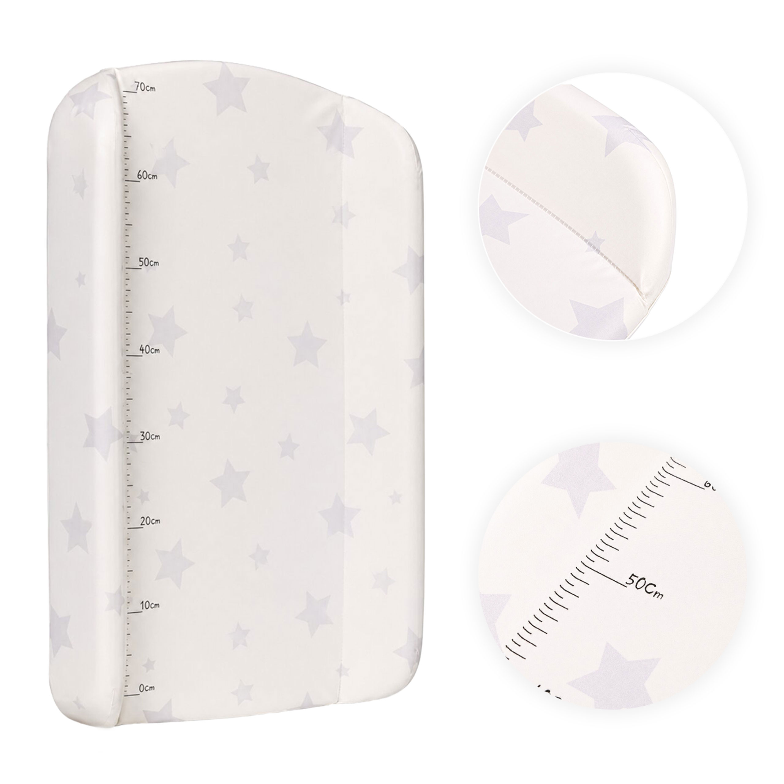 Rigid contoured changing mat topper 85×50 cm for crib and dresser stars ECOTOYS aprašymas - Prekės nuotrauka