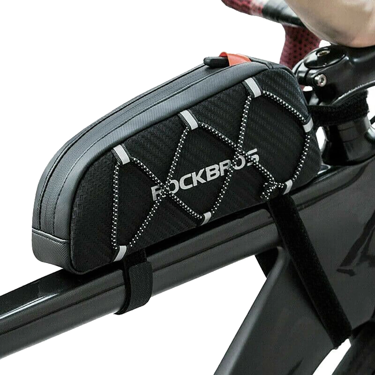 Rockbros 039BK bicycle frame bag 1 l with braid – juodos spalvos aprašymas - Prekės nuotrauka