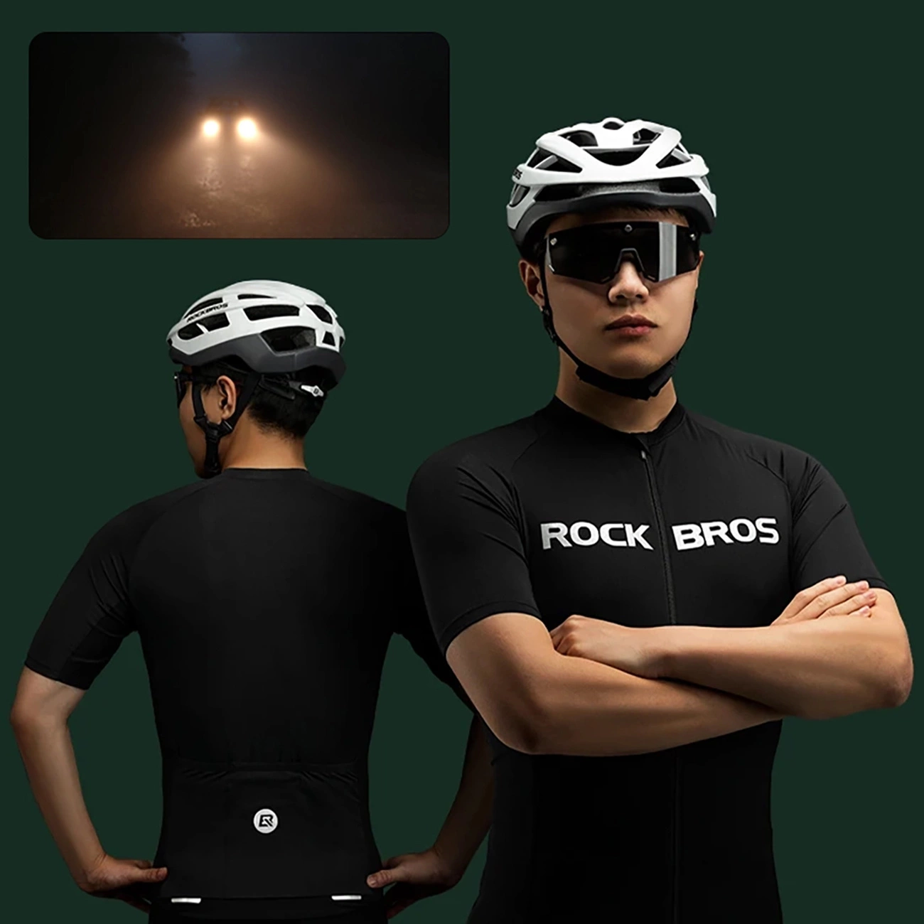 Rockbros 15120002002 trumpomis rankovėmis dviratininko marškinėliai M – Juodi aprašymas - Prekės nuotrauka